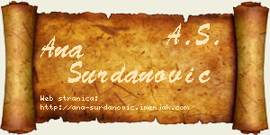Ana Surdanović vizit kartica